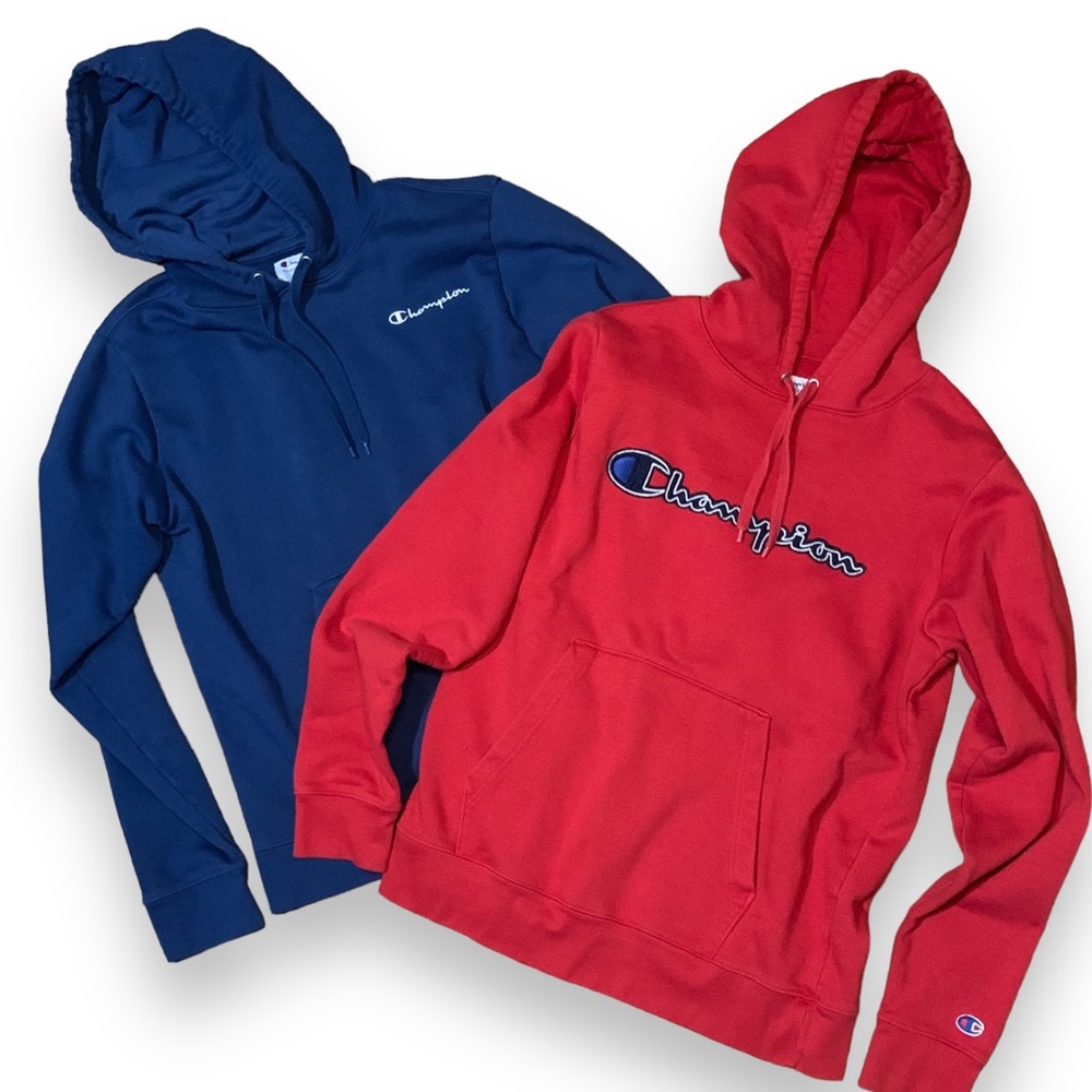Champion Activewear Men Medium Hoodie Sweater Set Red Blue Pullover Sweatshirt